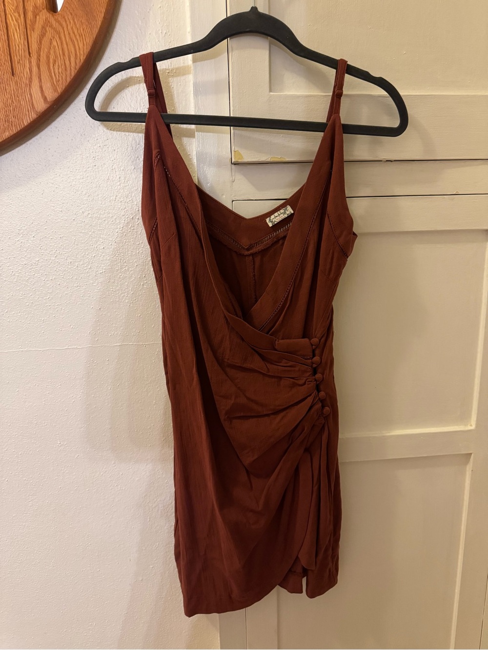 Free People Rust Brown Dylan Wrap Mini Dress